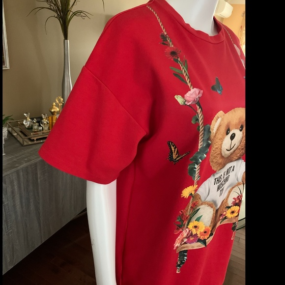 MOSCHINO Printed Teddy Bear Flowers T-Shirt - Picture 5 of 9